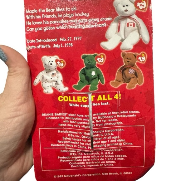 🧸 3/$15 | Maple the Bear Ty Beanie Baby 1999 McDonald’s Exclusive Open Flap - Picture 9 of 10